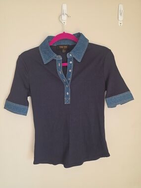 TRUTH by Republic Denim Trim Short Sleeve Ribbed Polo Top